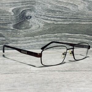 Enhance 3858 Eyeglass Frames Mens 55-17-145 Brown‎ Gold Rectangular Frames Only